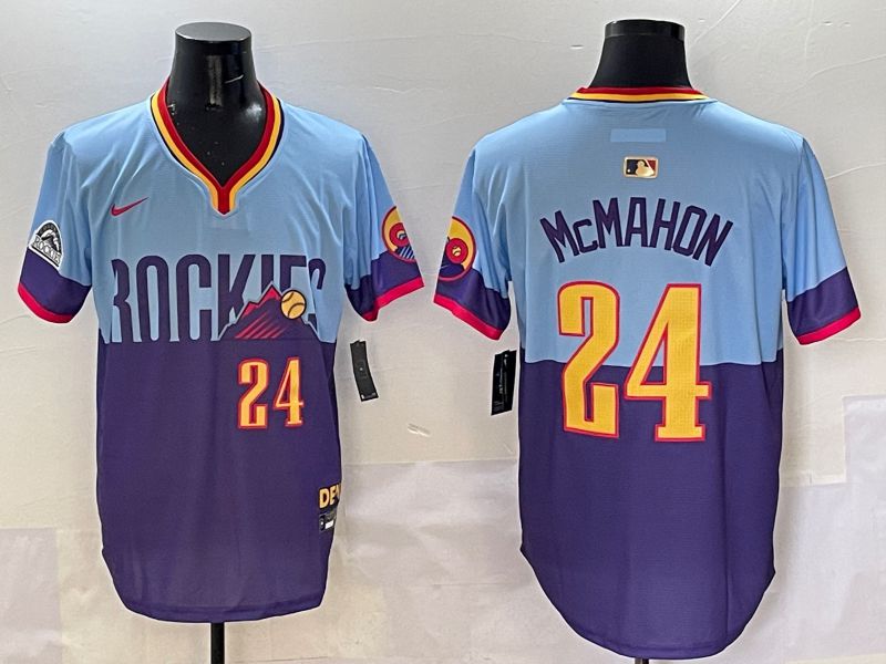 Men Colorado Rockies #24 Mcmahon Purple blue Joint Name 2025 Nike MLB Jersey style 2->colorado rockies->MLB Jersey